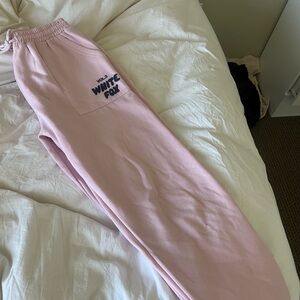 White fox bubblegum pink sweatpants